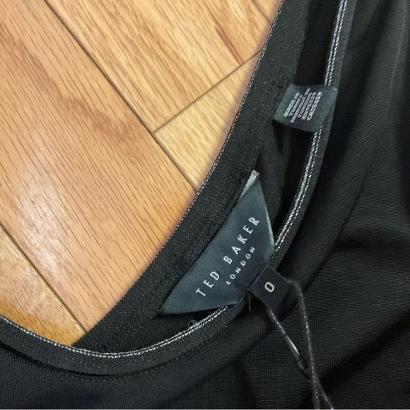 New - Ted Baker Shavon V Neck Tank Top Black with Silver Stitching - Picture 8 of 16